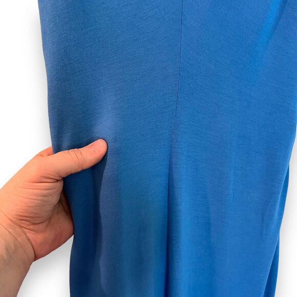 Rebecca Taylor Dress L French Blue Modal Twist Front Slit Sleeveless Midi $345 - Picture 11 of 11